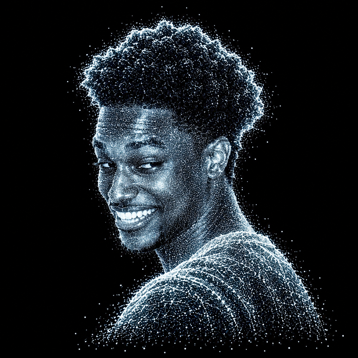 Ansem rendered as a luminous cloud of icy white particles